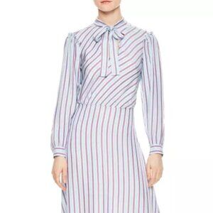 SANDRO PARIS Tame Striped Midi Dress in Bleu Ciel $395